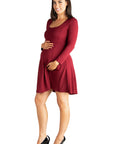 Long Sleeve Knee Length Maternity Skater Dress
