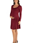 Long Sleeve Flared Maternity Mini Dress