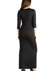 Floral V-Neck Side Slit Maternity Maxi Dress