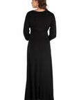 V-Neck Long Sleeve Maternity Maxi Dress