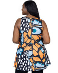 Orange Butterfly Print Plus Size Scoop Neck Tank Top