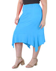 Plus Size Solid Color Knee Length Elastic Waist Handkerchief Skirt