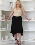 Plus Size Solid Color Knee Length Elastic Waist Handkerchief Skirt