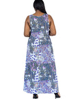 Plus Size Purple Paisley Sleeveless V Neck Maxi Dress With Pockets