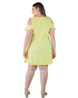 Plus Size Ruffle Cold Shoulder A Line Knee Length Dress