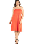 Knee Length Plus Size Strapless Mini Dress