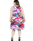 Plus Size Bright Pink Sleeveless Knee Length Tank Swing Dress