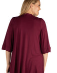 Elbow Length Sleeve Open Front Plus Size Cardigan