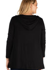 Open Front Lightweight Hooded Plus Size Cardigan