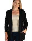 Open Front Lightweight Hooded Plus Size Cardigan