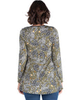 Army Green Paisley Long Sleeve Tunic Top