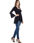 Long Bell Sleeve High Low Tunic Top