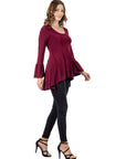 Long Bell Sleeve High Low Tunic Top