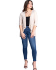 Elbow Length Sleeve Open Cardigan