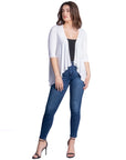 Elbow Length Sleeve Open Cardigan