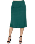 A Line Elastic Waist Knee Length Skirt
