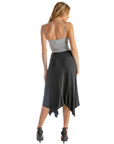 Solid Color Knee Length Elastic Waist Handkerchief Skirt
