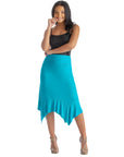 Solid Color Knee Length Elastic Waist Handkerchief Skirt