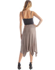 Solid Color Knee Length Elastic Waist Handkerchief Skirt