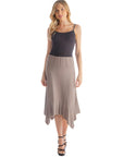 Solid Color Knee Length Elastic Waist Handkerchief Skirt