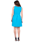Sleeveless Pleated Skater Dress with Pockets