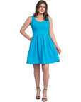 Sleeveless Pleated Skater Dress with Pockets