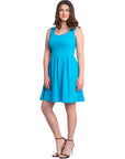 Sleeveless Pleated Skater Dress with Pockets