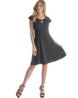 Scoop Neck A Line Dress with Keyhole Detail