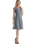 Scoop Neck A Line Dress with Keyhole Detail