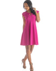 Scoop Neck A Line Dress with Keyhole Detail