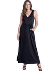 Sleeveless V Neck Maxi Dress with Pocket Detail