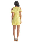 Ruffle Cold Shoulder A Line Knee Length Dress