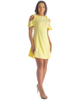 Ruffle Cold Shoulder A Line Knee Length Dress