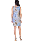 Baby Blue Floral Sleeveless Mini Shift Dress