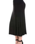 Womens Elastic Waist Solid Color Maxi Skirt