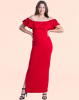 Off Shoulder Ruffle Detail Maxi Dress