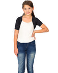 24seven Comfort Apparel Girls Open Front short Sleeve Cropped Bolero Shrug