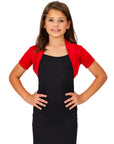 24seven Comfort Apparel Girls Open Front short Sleeve Cropped Bolero Shrug