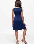 24seven Comfort Apparel Girls Sleeveless Pocket Swing Dress Machine Washable