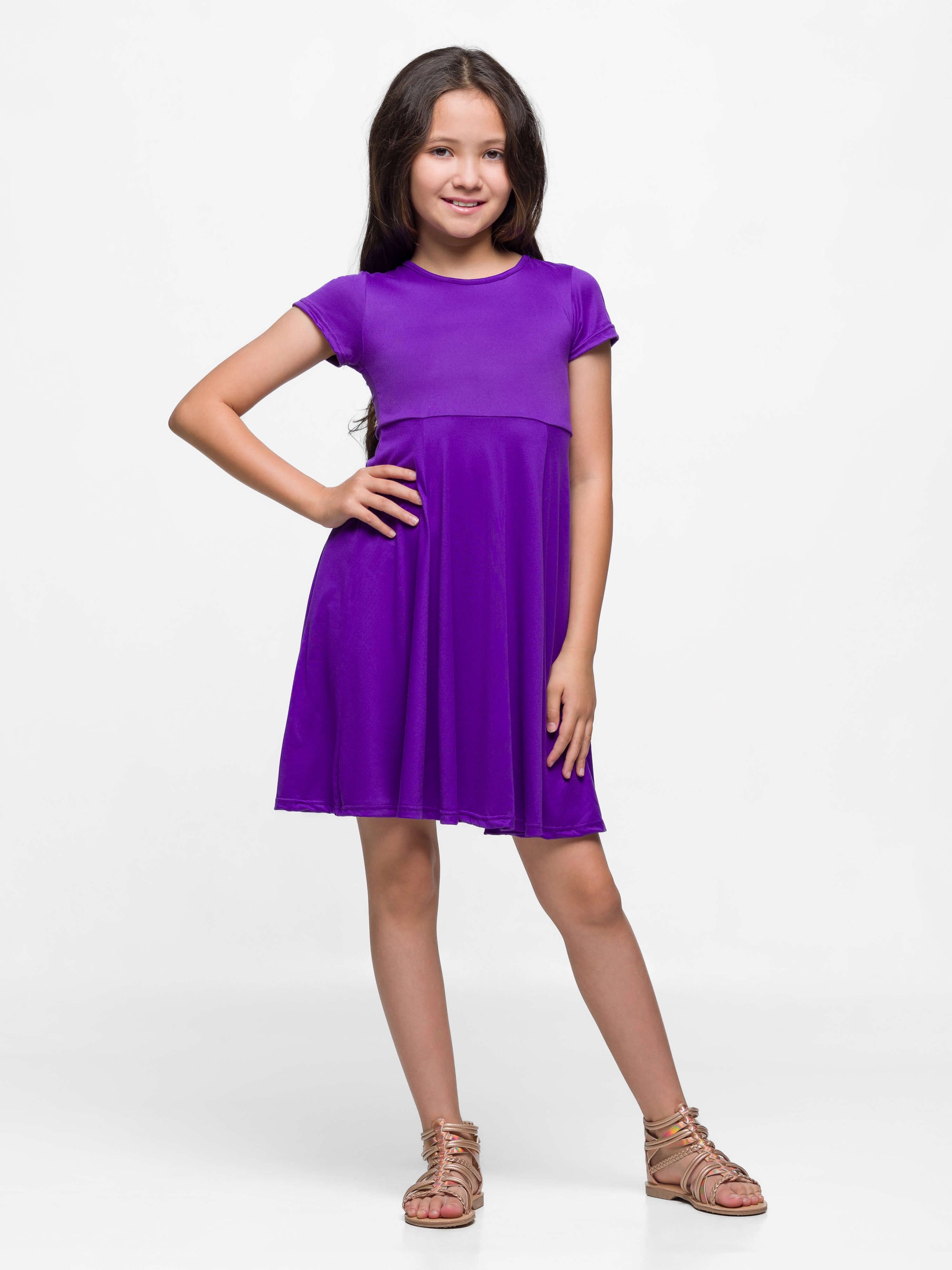 Girls Flowy Short Sleeve Girls Dress