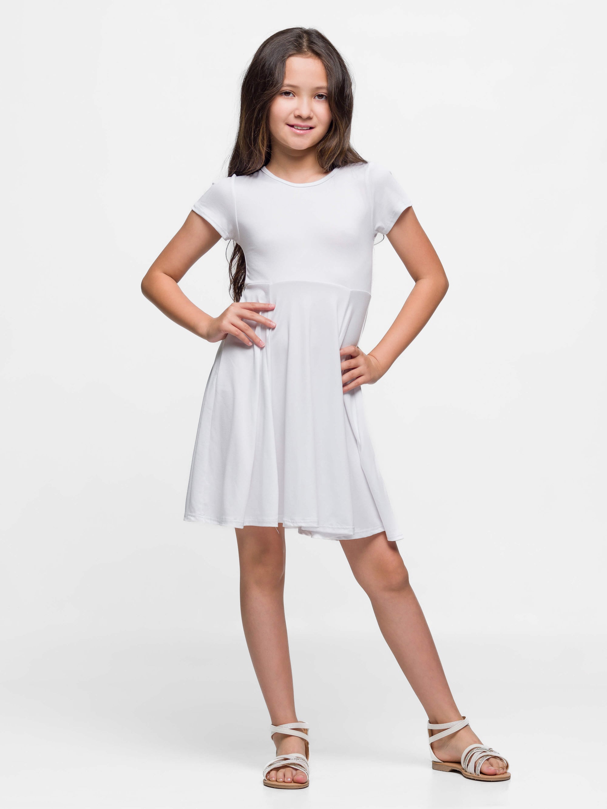 Girls Flowy Short Sleeve Girls Dress