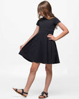 24seven Comfort Apparel Girls Short Sleeve Pleated Party Dress Machine Washable