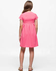 24seven Comfort Apparel Girls Short Sleeve Pleated Party Dress Machine Washable