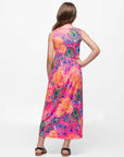 24sevenkid Girls Pink Paisley Print Sleeveless Maxi Dress with Pockets
