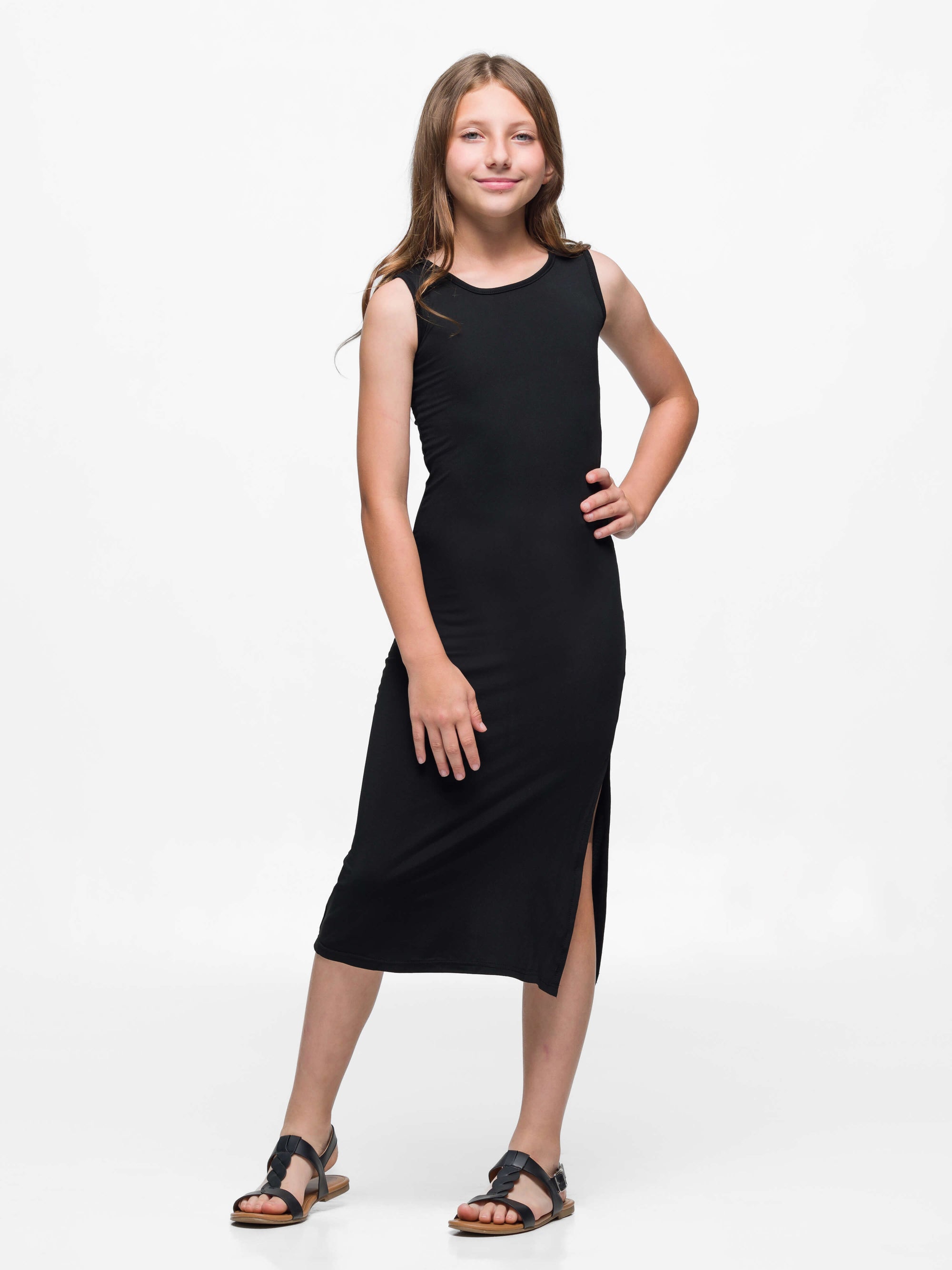 Girls Side Slit Maxi Dress Machine Washable