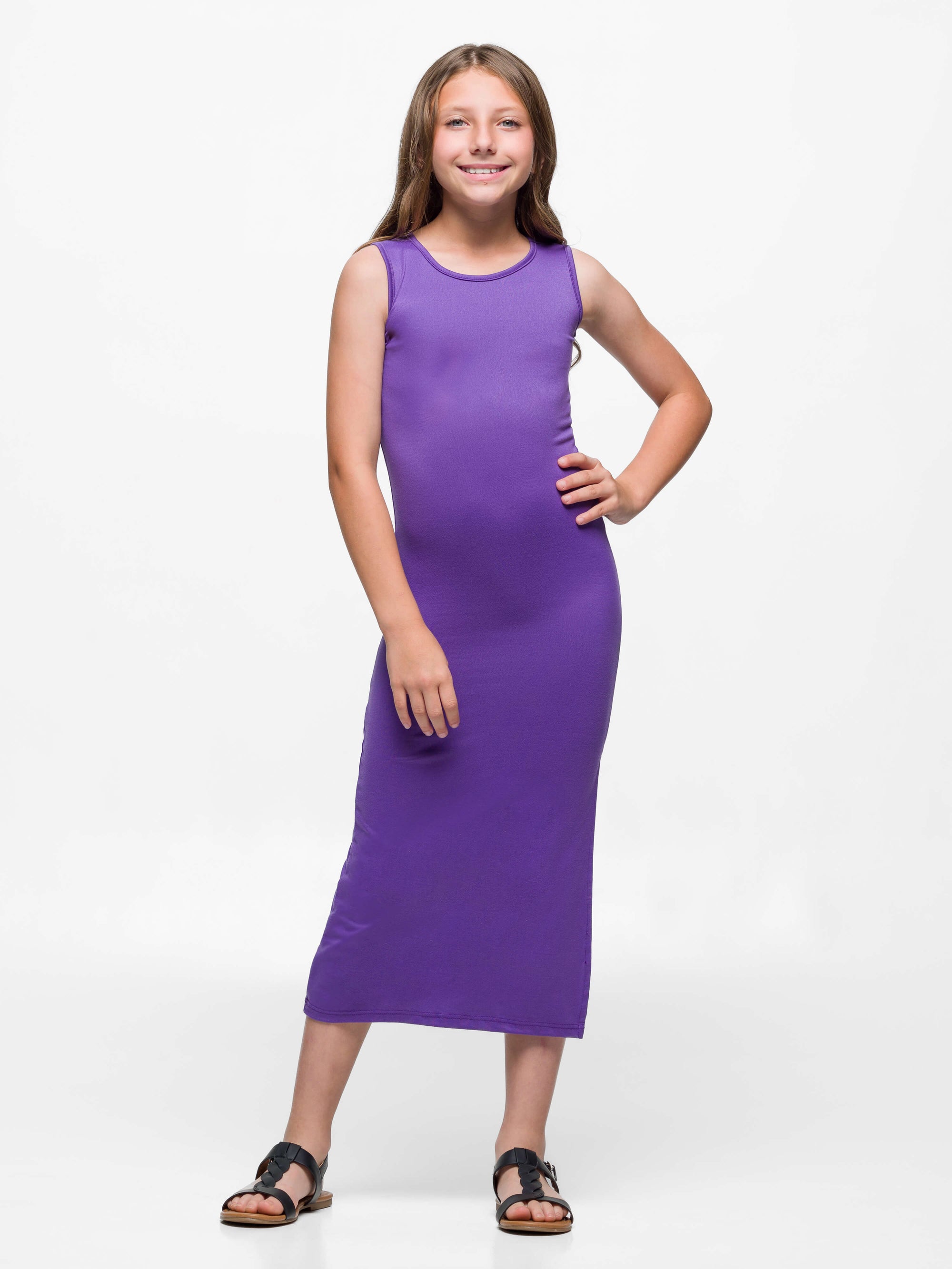 Girls Side Slit Maxi Dress Machine Washable
