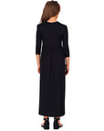 24seven Comfort Apparel Girls Three Quarter Sleeve Pleated Maxi Dress Machine Washable
