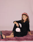 24seven Comfort Apparel Girls Three Quarter Sleeve Pleated Maxi Dress Machine Washable
