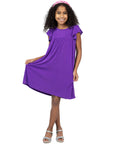 24sevenkid Girls Ruffle Cap Sleeve Knee Length Babydoll Dress