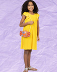 24sevenkid Girls Ruffle Cap Sleeve Knee Length Babydoll Dress